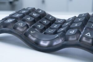 A translucent silicone rubber keypad with pad printing