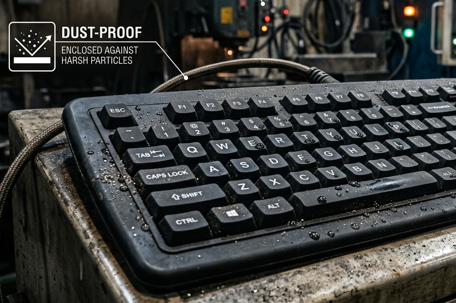 An overmolded silicone keypad for application in an industrial setting