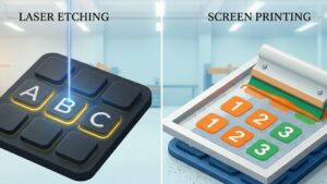 comparison between laser etching and screen printing for silicone keypads