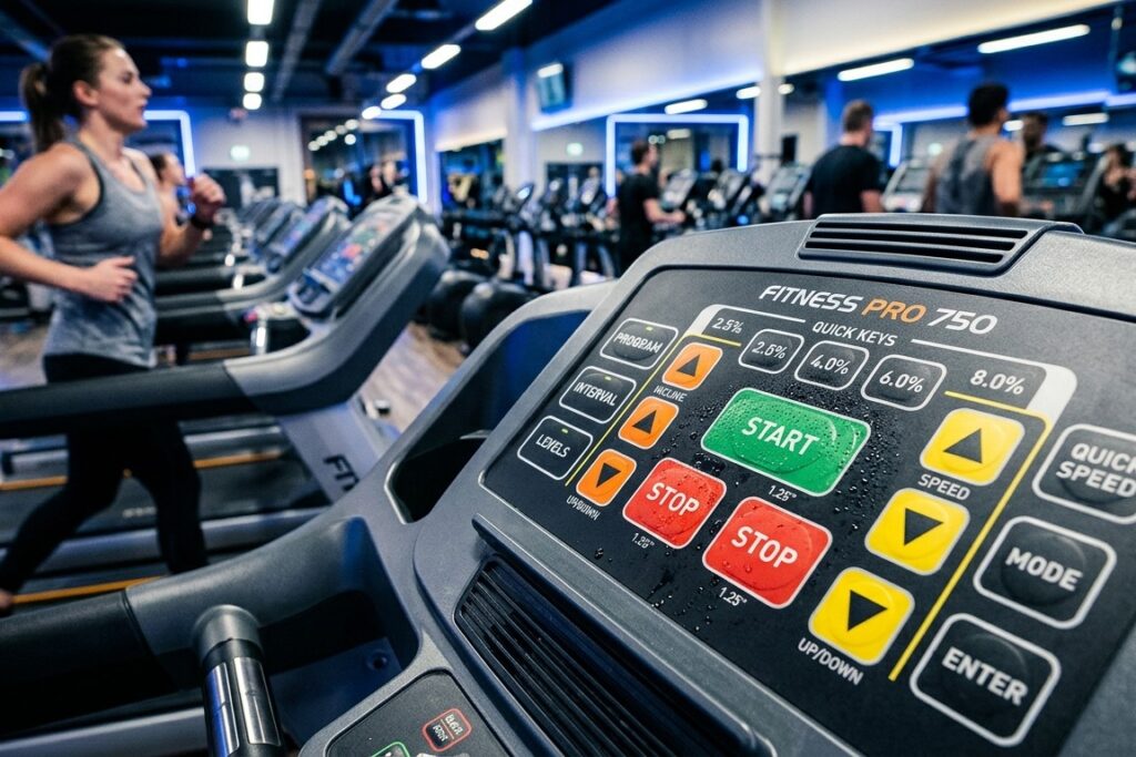 A membrane switch as an interface in a treadmill