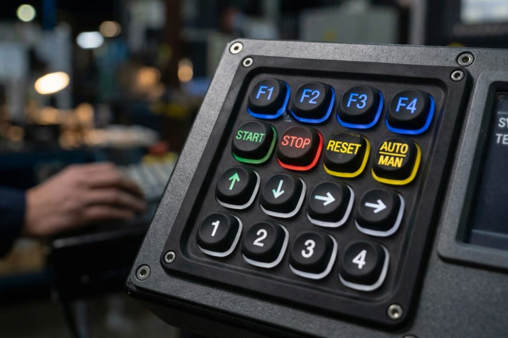 Multi-colorized backlit silicone keypad in control panel