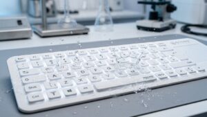 Professional IP68 waterproof medical silicone keyboard with water splashes