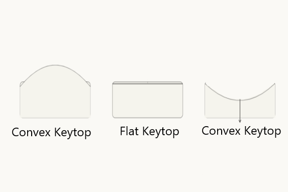 Side Views of Various Types of Silicone Buttons including Convex, Flat, and Concave Keytop