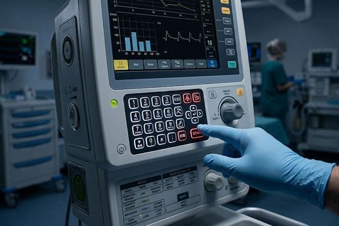 The application of a medical device appling a laser-etched silicone keypad within backlighting