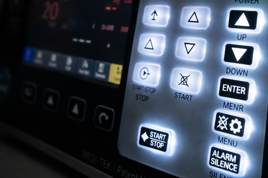 Uniform backlit effect of a medical device with silicone keypad as a interface