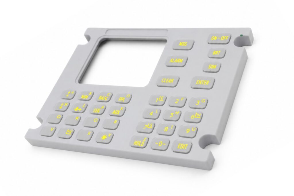 A silicone keypad with improved compression seal design