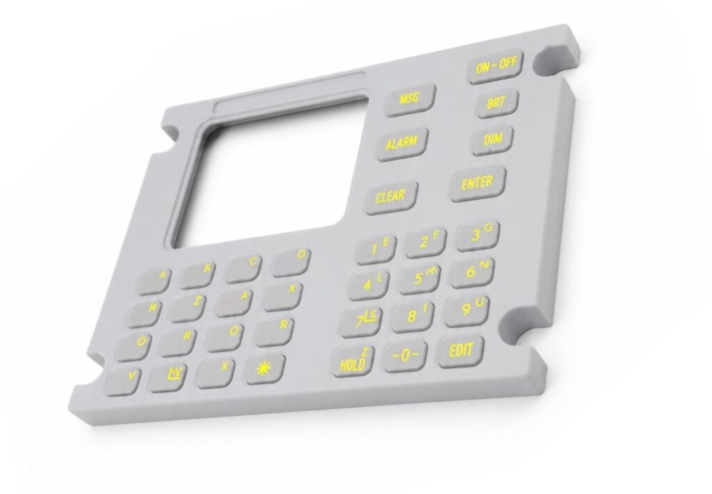 A silicone keypad with improved compression seal design