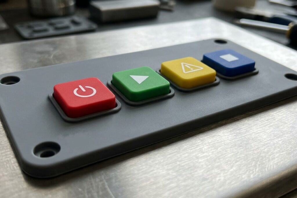 Muti-color silicone keypad molded by overmolding