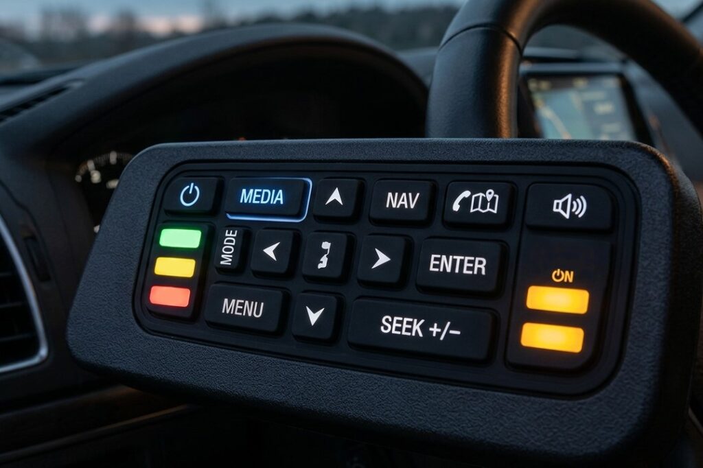 Overmolded silicone keypad for automotive with light blocks