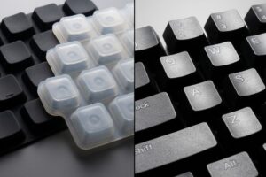 Black and translucent silicone keypads and a plastic keypad