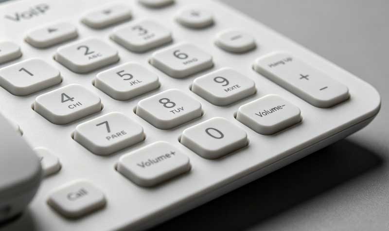 silicone keypad on a VoIP phone showcasing the optimized ergonomic layout of the telecommunication devices multi function keys