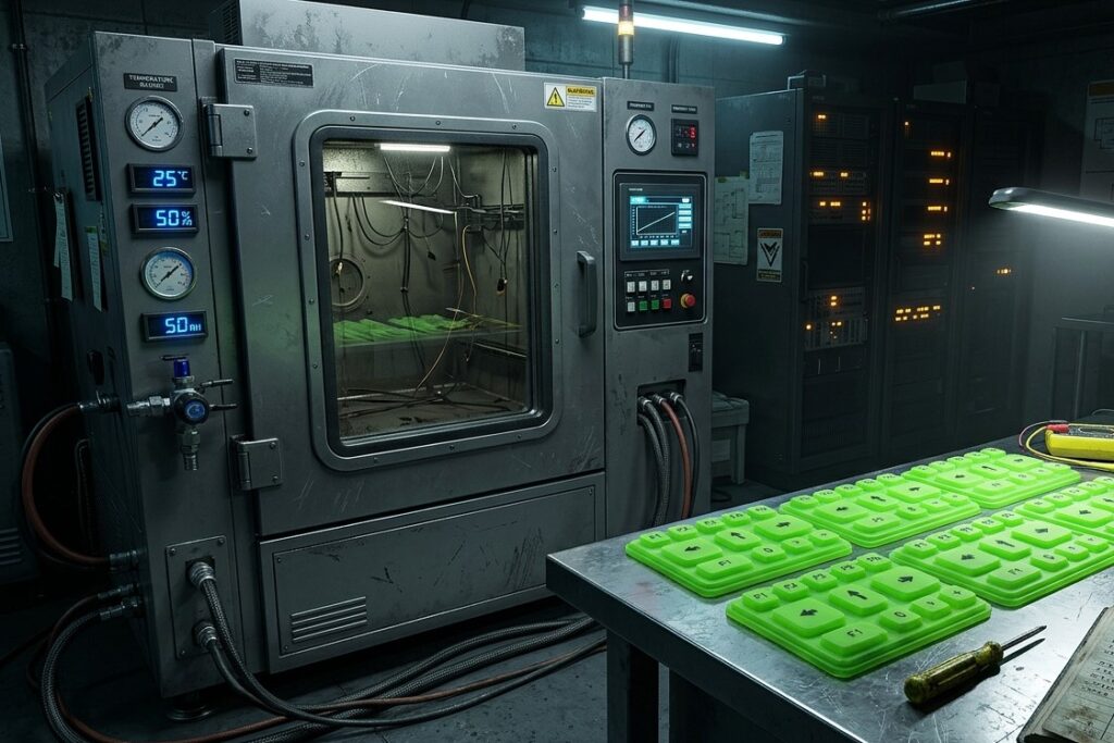 Silicone keypads require to tested in simulation chamber