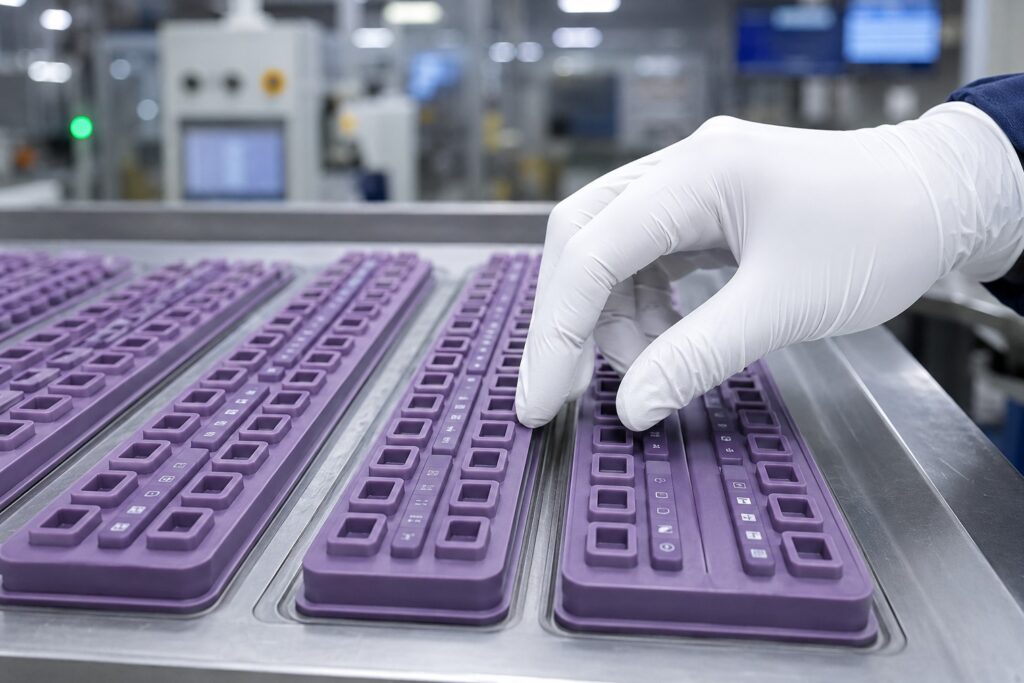 consistant silicone rubber keypads that molded by compress molding process and molds with multiple cavities