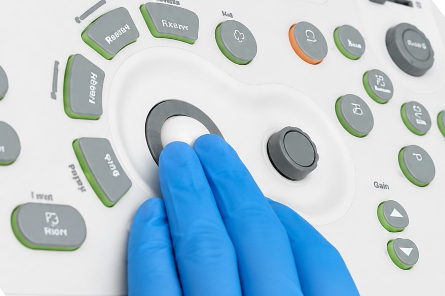 A User interface with silicone keypad and rotaty switch in a portable medical diagonostic devices