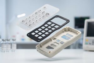 A portable devices construction with silicone rubber keypad, gasket, and support back panel