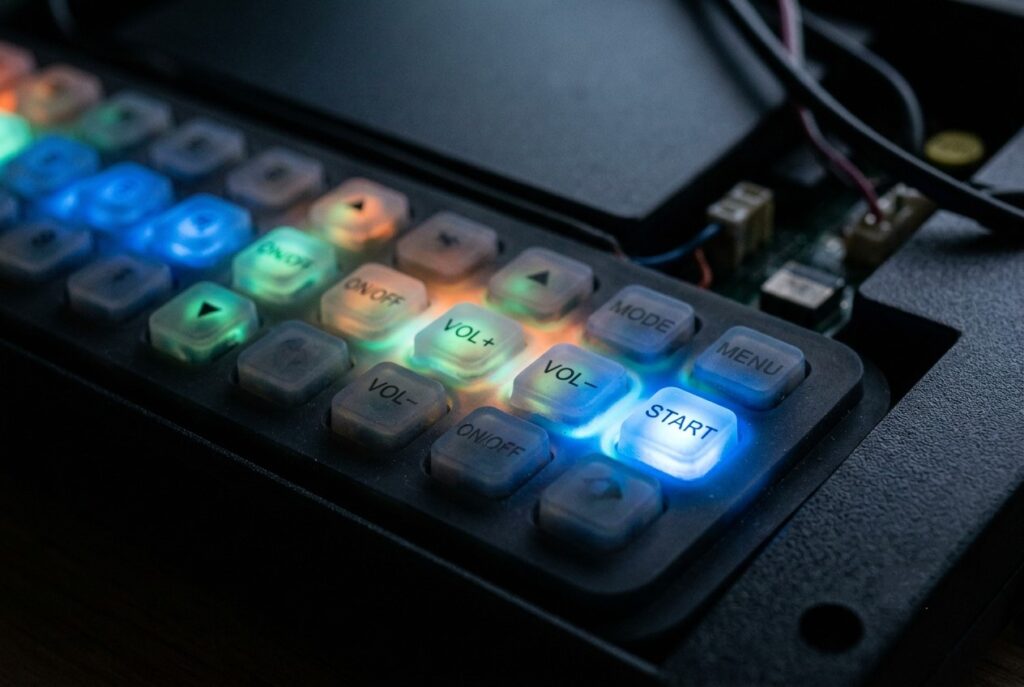 Light leakage in a backlit silicone rubber keypad with an excessive key layout and improper design