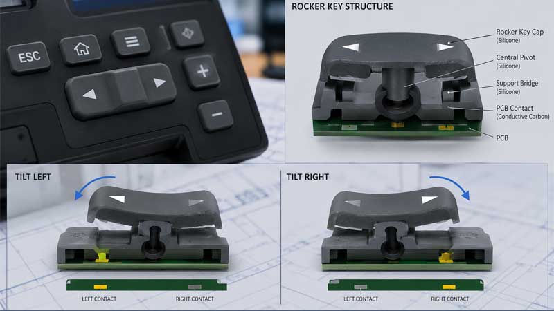 engineering visualization of a rocker style silicone keypad button