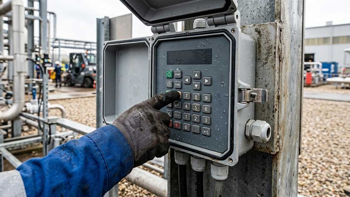 Protective coated silicone keypad integrated into an outdoor electronic control device