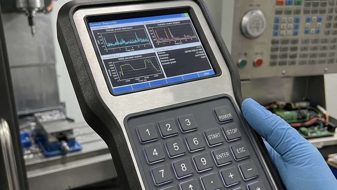 Screen printed silicone keypad integrated into an industrial handheld electronic control terminal