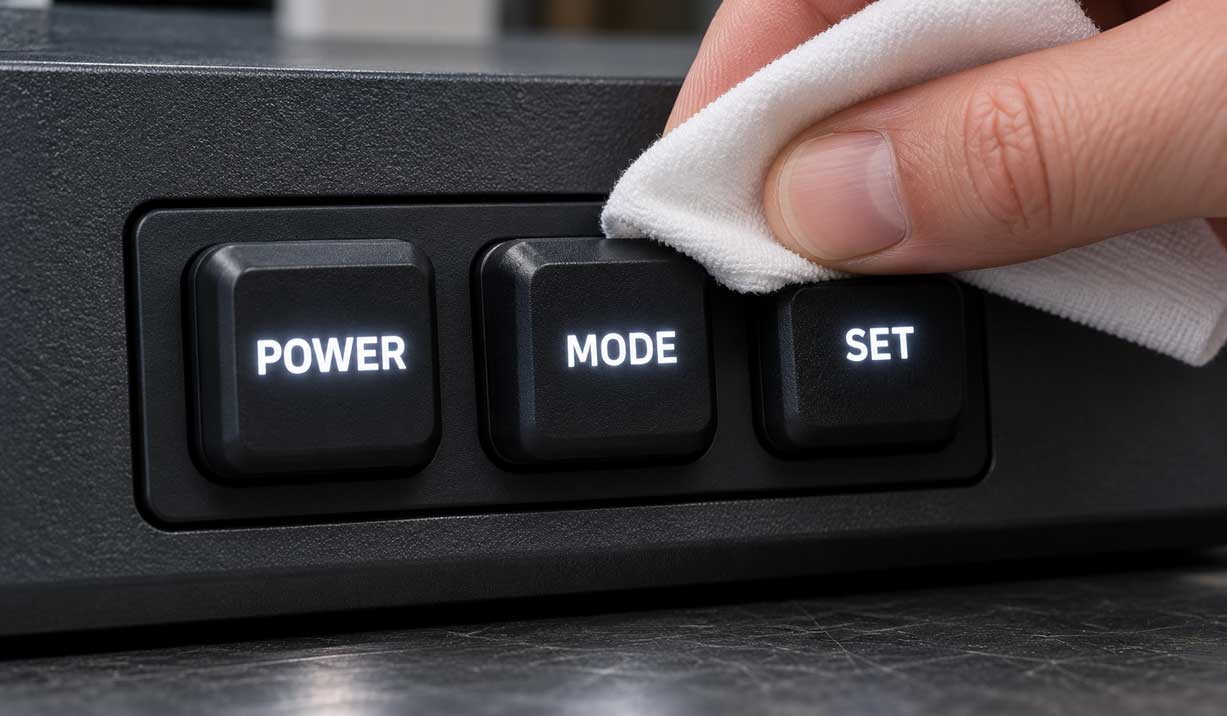p r plastic rubber keypad light finish inspection